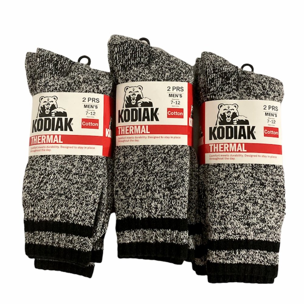 (3) Kodiak Thermal Cotton Socks Men's Shoe 7-12